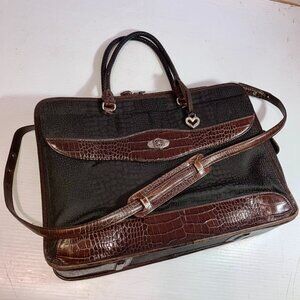 Brighton for Business Martha Black Brown Croc Leather Laptop Briefcase Bag